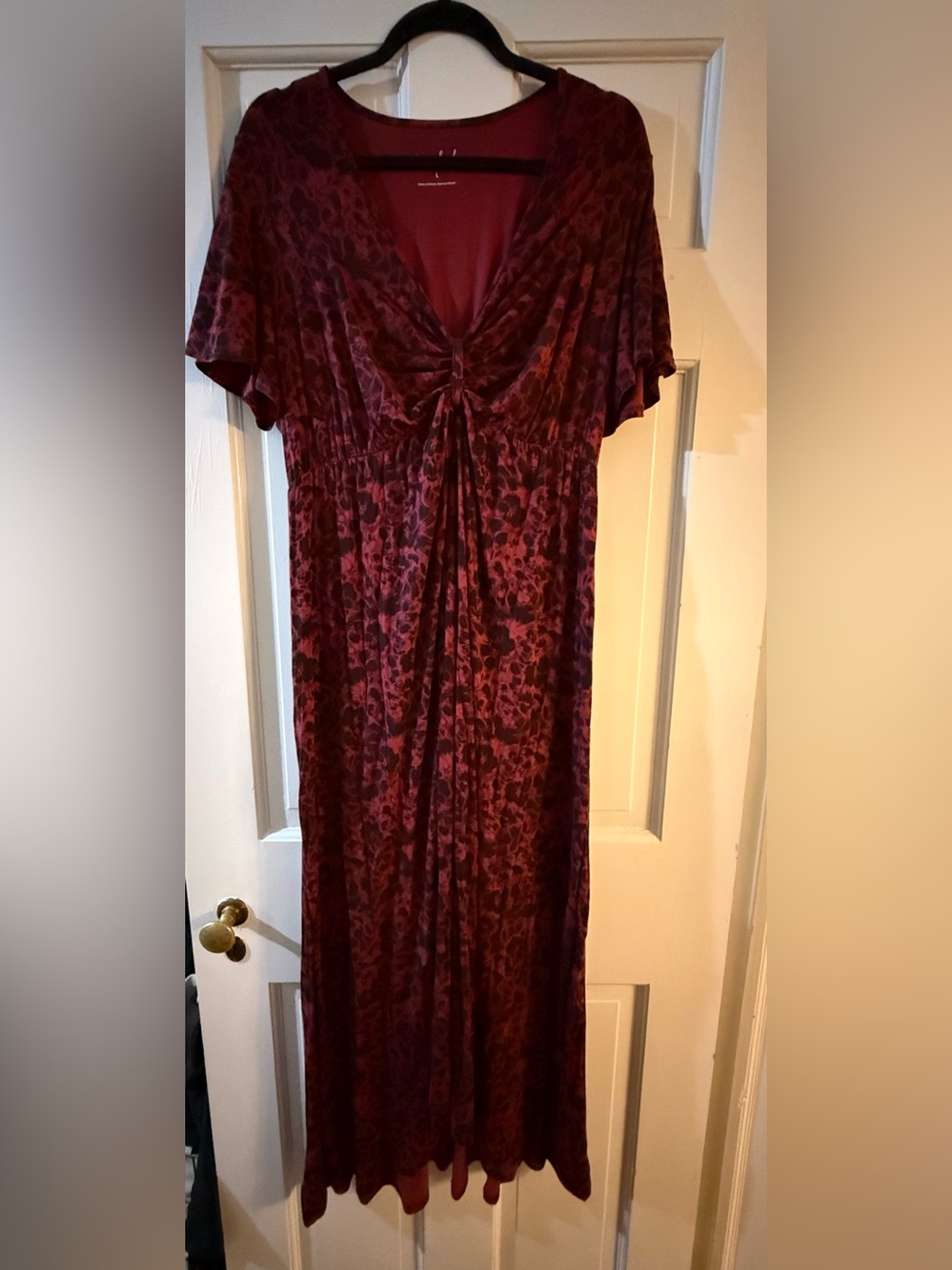 Ingrid & Isabel Burgundy Maxi Dress with Subtle Animal Print